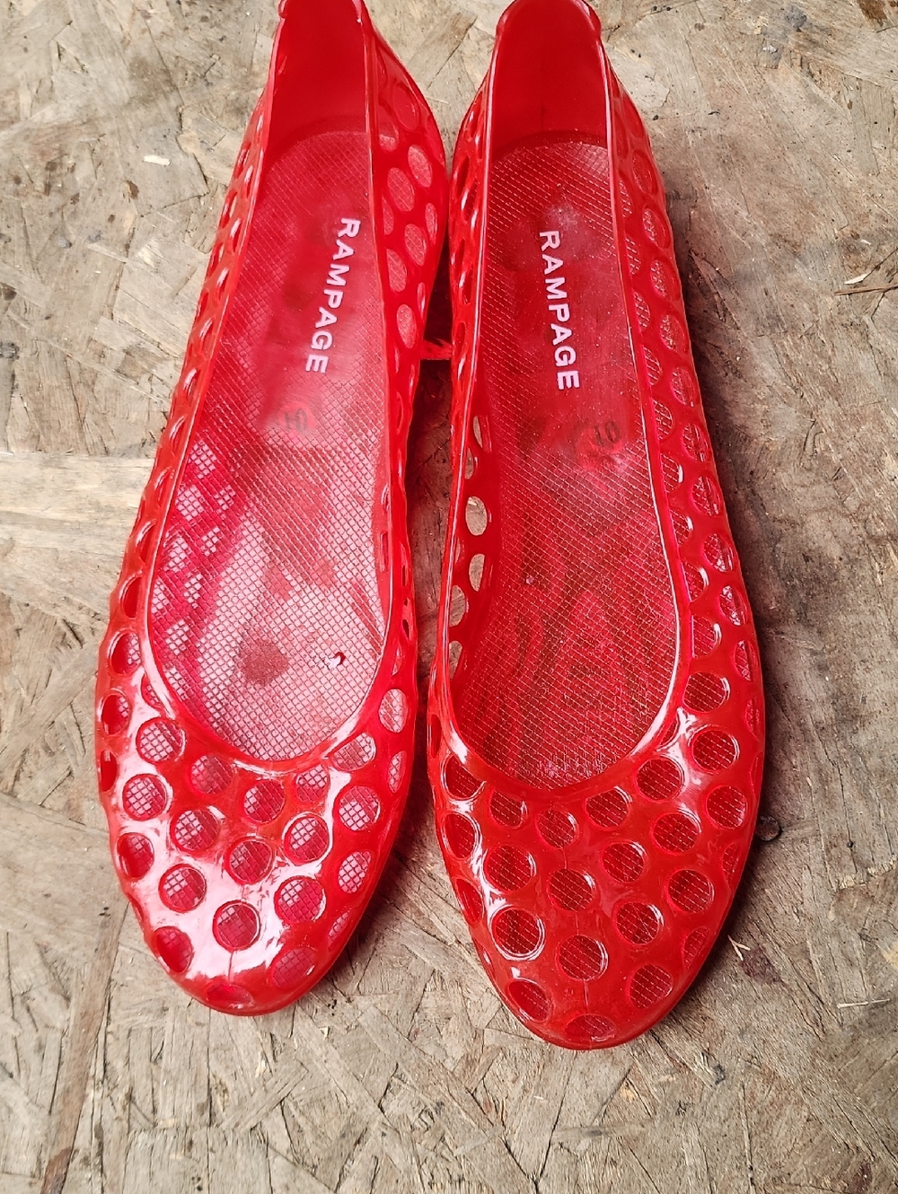 Rampage Red Perforated Jelly Flats